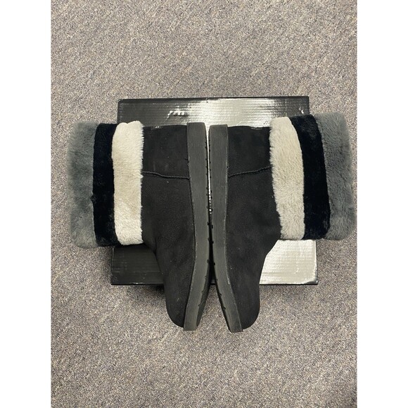 Bebe Black/Grey Boots Faux Fur Size 9.5 - Picture 6 of 13